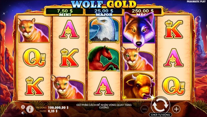 Slot game Sói Vàng còn được biết đến với tên gọi tiếng Anh là Wolf Gold